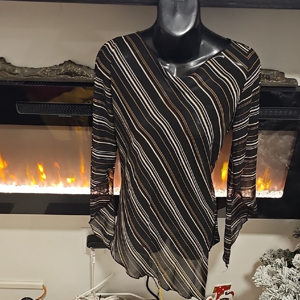 Rave Black and Gold Striped Blouse